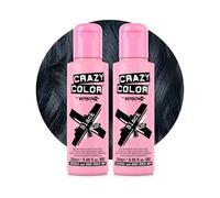 Crazy Color Black Semi-Permanent Duo Hair Dye. Highly Pigmented Blue Black Conditioning & Oil Nourishing Vegan Formula | No Bleach or Ammonia | 200ml