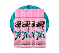 Crazy Color Blue Jade Semi Permanent Hair Dye Quad 400ml | Vibrant Highly Pigmented Conditioning & Oil Nourishing Vegan Formula | No Bleach or Ammonia