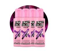 Crazy Color Burgundy Red Hair Dye Quad 400ml | Vibrant Semi Permanent, Highly Pigmented Conditioning & Oil Nourishing Vegan Formula | No Bleach or Ammonia