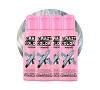 Crazy Color Metallic Graphite Semi-Permanent 4 Pack Quad Hair Dye. Highly Pigmented Silver Toner Conditioning & Oil Nourishing Vegan Formula No Bleach or Ammonia 400ml
