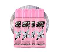 Crazy Color Metallic Platinum Semi-Permanent 4 Pack Quad Hair Dye. Highly Pigmented Purple Toner Conditioning & Oil Nourishing Vegan Formula No Bleach or Ammonia 400ml