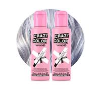 Crazy Color Metallic Silver Semi-Permanent Duo Hair Dye. Highly Pigmented Blonde Toner Conditioning & Oil Nourishing Vegan Formula | No Bleach or Ammonia | 200ml
