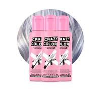 Crazy Color Metallic Silver Semi-Permanent Trio Hair Dye. Highly Pigmented Blonde Toner Conditioning & Oil Nourishing Vegan Formula | No Bleach or Ammonia | 300ml
