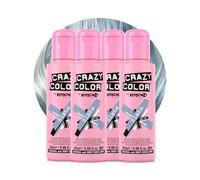 Crazy Color Metallic Slate Semi-Permanent 4 Pack Quad Hair Dye. Highly Pigmented Silver Blue Conditioning & Oil Nourishing Vegan Formula No Bleach or Ammonia 400ml
