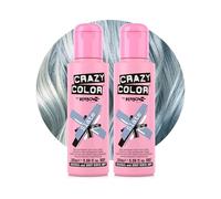 Crazy Color Metallic Slate Semi-Permanent Duo Hair Dye. Highly Pigmented Silver Blue Conditioning & Oil Nourishing Vegan Formula | No Bleach or Ammonia | 200ml