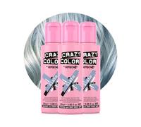 Crazy Color Metallic Slate Semi-Permanent Trio Hair Dye. Highly Pigmented Silver Blue Conditioning & Oil Nourishing Vegan Formula | No Bleach or Ammonia | 300ml