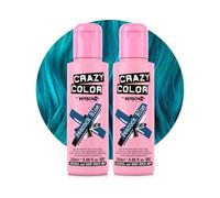 Crazy Color Peacock Blue Semi Permanent Hair Dye Duo 200ml | Vibrant Highly Pigmented Teal Turquoise Conditioning & Oil Nourishing Vegan Formula | No Bleach or Ammonia