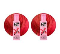 Crazy Color Vibrant Fire Semi-Permanent Hair Dye. Highly Pigmented Pillarbox Red Conditioning & Oil Nourishing Vegan Formula | No Bleach or Ammonia | 100ml (Pack of 2)
