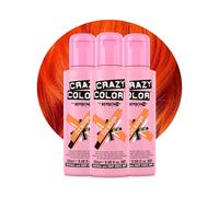 Crazy Color Vibrant Orange Semi-Permanent Trio Hair Dye. Highly Pigmented Vibrant Copper Conditioning & Oil Nourishing Vegan Formula | No Bleach or Ammonia | 300ml