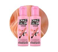 Crazy Color Vibrant Peachy Coral Semi-Permanent Duo Hair Dye. Highly Pigmented Pinky Peach Conditioning & Oil Nourishing Vegan Formula | No Bleach or Ammonia | 200ml