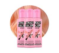 Crazy Color Vibrant Peachy Coral Semi-Permanent Trio Hair Dye. Highly Pigmented Pinky Peach Conditioning & Oil Nourishing Vegan Formula | No Bleach or Ammonia | 300ml