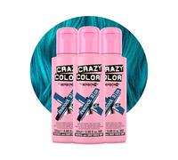Crazy Color Vibrant Peacock Blue Semi-Permanent Trio Hair Dye. Highly Pigmented Teal Turquoise Conditioning & Oil Nourishing Vegan Formula | No Bleach or Ammonia | 300ml