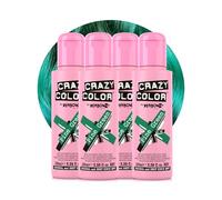 Crazy Color Vibrant Pine Green Semi-Permanent 4 Pack Quad Hair Dye. Highly Pigmented Dark Green Conditioning & Oil Nourishing Vegan Formula No Bleach or Ammonia 400ml