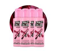 Crazy Color Vibrant Ruby Rouge Semi-Permanent 4 Pack Quad Hair Dye. Highly Pigmented Wine Red/Plum Conditioning & Oil Nourishing Vegan Formula No Bleach or Ammonia 400ml