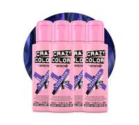 Crazy Color Vibrant Violette Semi-Permanent 4 Pack Quad Hair Dye. Highly Pigmented Deep Purple Conditioning & Oil Nourishing Vegan Formula | No Bleach or Ammonia | 400ml