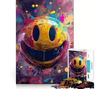 Crazy Colorful Smile Face 1000 Piece Teenager Puzzles Unwind Game Creative Fun Playful Challenge Xmas Present (50x75cm)