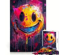 Crazy Colorful Smile Face for Adults 1000 Piece Jigsaw Puzzle Indoor Fun Smooth Thick Family Activity Birthday Art Gift (50x75cm)