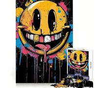 Crazy Colorful Smile Face Jigsaw Puzzles 1000 Pieces for Teenagers Sharp Brain Neat Thick Family Pastime Christmas Idea (38x26cm)