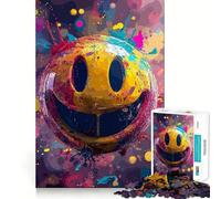 Crazy Colorful Smile Face Jigsaw Puzzles 1000 Pieces Logic Game Anxiety Relief Pattern Assemble Art Display (38x26cm)