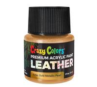 Crazy Colors Aztec Gold Metallic Pearl Premium Acrylic Leather and Shoe Paint, 2 oz Bottle - Flexible, Crack, Scratch, Peel Resistant - Artist Create Custom Sneakers, Jackets, Bags, Purses