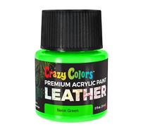 Crazy Colors Neon Green Premium Acrylic Leather and Shoe Paint, 2 oz Bottle - Flexible, Crack, Scratch, Peel Resistant - Artist Create Custom Sneakers, Jackets, Bags, Purses, Furniture Artwork