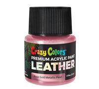 Crazy Colors Rose Gold Metallic Pearl Premium Acrylic Leather and Shoe Paint, 2 oz Bottle - Flexible, Crack, Scratch, Peel Resistant - Artist Create Custom Sneakers, Jackets, Bags, Purses