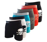 Crazy Cool Mens Comfortable Fun Nylon Seamless Short Boxer Boxer 6-Pack, Skull-6pack, L