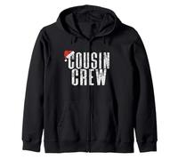 Crazy Cousin Crew Retro Matching Group Christmas Santa Hat Zip Hoodie