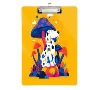 Crazy Creature Dogs Mushroom Multicolor clipboards Plastic Transparent for Homework Pediatric Size 9 x 12.5 Tabla para escribir Silver Hold