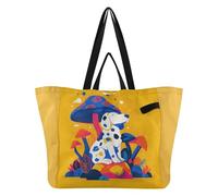 Crazy Creature Dogs Mushroom Multicolor Large Canvas Tote Utility Kitchen Grocery Bags Everyday Bag for Men Maternity delivery kit Essential Bolsa aldo para Mujer