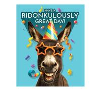 Crazy Critterz Birthday Card Donkey in Sunglasses and Party Hat, 6 x 7 inches