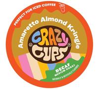 Crazy Cup Amaretto Decaffeinated Coffee, Decaffeinated Amaretto Almond Kringle Coffee Pods for K Cup Keurig Machines, Hot or Iced (Pack of 22)