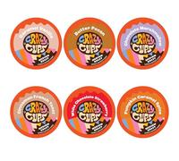 Crazy Cups 24 x Flavored Medium Roasted Hot or Iced Coffee Assorted Recyclable Capsules for Keurig K Cup Brewers