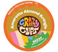 Crazy Cups Amaretto Decaf Coffee, Decaffeinated Amaretto Almond Kringle Coffee Pods for K Cup Keurig Machines, Brew Hot or Iced, 22 Count