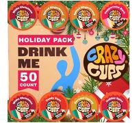 Crazy Cups Christmas Coffee Variety Pack, Holiday Sampler of Single Serve Flavored Coffee Pods For Keurig K Cup Machines, 50 Count - Great Holiday Gift