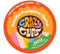 Crazy Cups Decaf Flavoured Vanilla Pumpkin Spice Coffee Pods Recyclable Medium Roasted Single Serving for Keurig K Machines Hot or Iced (Pack of 22)