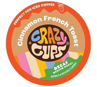 Crazy Cups Decaffeinated Flavor Coffee Pods, Decaffeinated Cinnamon, French Toast Flavored Coffee, Single Serving Hot or Iced Medium Roasted Coffee for Keurig K Cup Machines