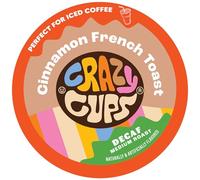 Crazy Cups Decaffeinated Flavor Coffee Pods, Decaffeinated Cinnamon, French Toast Flavored Coffee, Single Serving Hot or Iced Medium Roasted Coffee for Keurig K Cup Machines