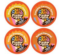 Crazy Cups Fall Coffee Pods Variety Pack for Keurig K Cup Coffee Maker, Single Serve Fall Flavor Coffee Pods, Seasonal Favorites Fall Blend Sampler, 50 Count