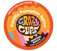 Crazy Cups Flavored Coffee Pods, Vanilla Pumpkin Spice Coffee, Single Serving Coffee for Keurig K Cup Machines, Hot or Iced Coffee, Medium Roasted Coffee in Recyclable Capsules, 22