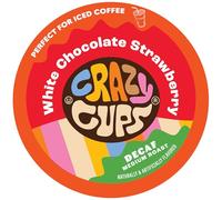 Crazy Cups Flavored Single Serving Coffee for Keurig K-Cups Machines, Decaffeinated White Chocolate Strawberry, 22 Capsules Per Box