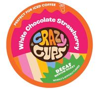 Crazy Cups Flavored Single Serving Coffee for Keurig K-Cups Machines, Decaffeinated White Chocolate Strawberry, 22 Capsules Per Box