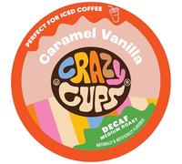 Crazy Cups Flavoured Single Serving Coffee for Keurig K-Cups Machines, Decaf Caramel Vanilla, 22 Capsules per Box
