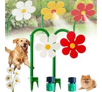 Crazy Daisy Sprinkler - Dancing Flower Water Sprinkler Lawn Toy, 360° Rotating Sunflower Stake, for Garden Yard, Funny & Vibrant Plastic Base Outdoor Summer Play (White+Red)