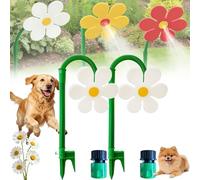 Crazy Daisy Sprinkler - Dancing Flower Water Sprinkler Lawn Toy, 360° Rotating Sunflower Stake, for Garden Yard, Funny & Vibrant Plastic Base Outdoor Summer Play (White #2)