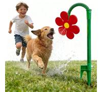 Crazy Daisy Sprinkler Dog - The Best Summer Toy for Dog & Kid Funny 360°Rotating Crazy Daisy Sprinkler, Crazy Dancing Flower Water Sprinkler for Garden Yard (Red)