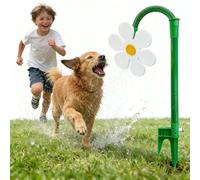 Crazy Daisy Sprinkler Dog - The Best Summer Toy for Dog & Kid Funny 360°Rotating Crazy Daisy Sprinkler, Crazy Dancing Flower Water Sprinkler for Garden Yard (White)