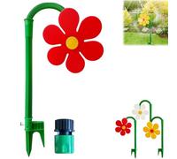 Crazy Daisy Sprinkler, Funny 360° Rotating Dancing Moving Flower Water Sprinklers with Adapter, for Lawn Garden Yard Outdoor Water Toy for Kids Pets Playing, Colorful Irrigation Decor (red)