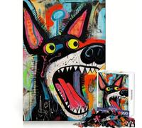 Crazy Dog Art Jigsaw Puzzles for Adults 1000 Piece Recreational Game Clean Connection Pattern Assemble Table Accent (38x26cm)