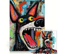 Crazy Dog Art Jigsaw Puzzles for Adults 1000 Piece Recreational Game Clean Connection Pattern Assemble Table Accent (38x26cm)